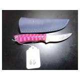 Trailing Point Damascus Hunting Knife with Sheath