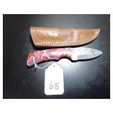 Drop Point Damascus Hunting Knife with Sheath