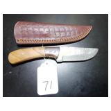 Drop Point Damascus Hunting Knife with Sheath