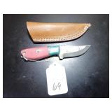 Clip Point Damascus Hunting Knife with Sheath