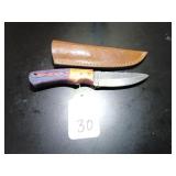 Straight Ppint Damascus Knife with Sheath