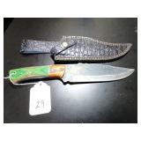 Clip Point Damascus Hunting Knife with Sheath