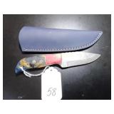 Clip Point Damascus Hunting Knife with Sheath