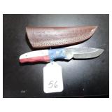 Drop Point Damascus Hunting Knife with Sheath