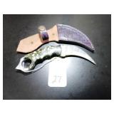 Talon Point Damascus Hunting Knife with Sheath