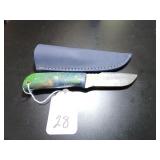 Drop Point Damascus Hunting Knife with Sheath