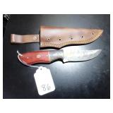 Straight Point Damascus Hunting Knife with Sheath