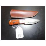 Drop Point Damascus Hunting Knife with Sheath