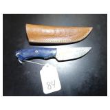 Straight Point Damascus Hunting Knife with Sheath