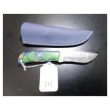 Drop Point Damascus Hunting Knife with Sheath