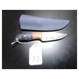 Clip Point Damascus Hunting Knife with Sheath