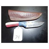 Clip Point Damascus Hunting Knife with Sheath