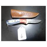 Drop Point Damascus Hunting Knife with Sheath