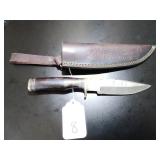 Clip Point Damascus Hunting Knife with Sheath
