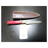 Spear Point Damascus Knife with Sheath