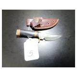 Trailing Point Damascus Hunting Knife with Sheath