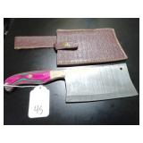 Damascus Butchers Knife with Sheath