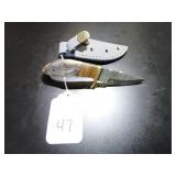 Clip Point Damascus Hunting Knife with Sheath