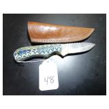 Straight Point Damascus Hunting Knife with Sheath