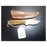 Straight Point Damascus Hunting Knife with Sheath