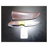 Straight Point Damascus Hunting Knife with Sheath