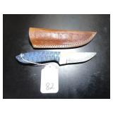 Straight Point Damascus Hunting Knife with Sheath