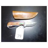 Trailing Point Damascus Hunting Knife with Sheath