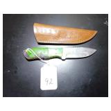 Drop Point Damascus Hunting Knife with Sheath