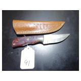 Straight Point Damascus Hunting Knife with Sheath