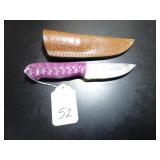 Straight Point Damascus Hunting Knife with Sheath