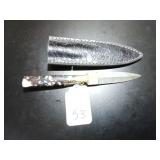 Spear Point Damascus Knife with Sheath