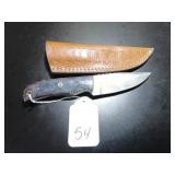 Straight Point Damascus Hunting Knife with Sheath