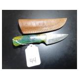 Straight Point Damascus Hunting Knife with Sheath