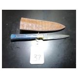 Spear Point Damascus Knife with Sheath