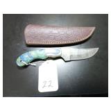 Clip Point Damascus Hunting Knife with Sheath