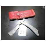 Damascus Straight Razor Shaving Knife with Sheath