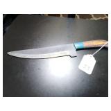 Straight Point Damascus Chef Knife has bent tip