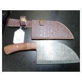 Sheepsfoot Damascus Butchers Knife with Sheath