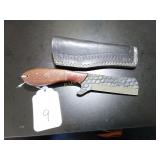 Sheepsfoot Damascus Bull Knife with Sheath