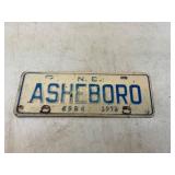 Asheboro License Plate