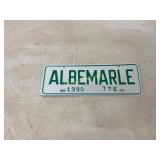 Albemarle Metal License Plate