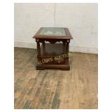 Wood End Table With Glass Inlay