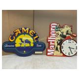 Camel and Marlboro Signs with Clock