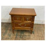 Two-Drawer Wooden Nightstand with Inlaid Top