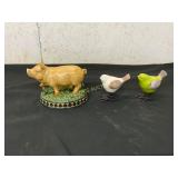 Ceramic Pig and 2 Bird Decor Pieces