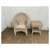 Wicker Armchair and Side Table