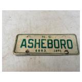 Asheboro NC License Plate