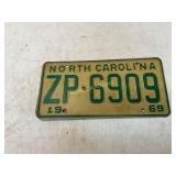 1969 North Carolina License Plate