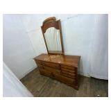 Wooden Dresser with Attached Mirror