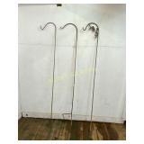 Three Metal Shepherd's Hooks